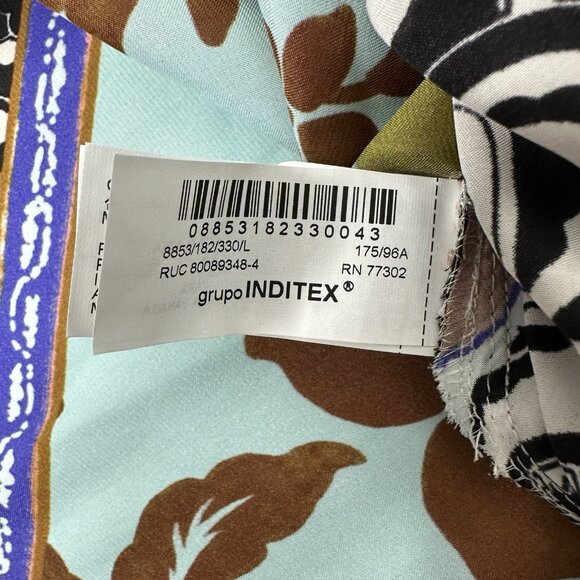 Zara Patchwork Print Satin Top Size L Faux Wrap Floral - Picture 9 of 11